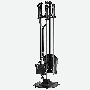 סט כלים לקמין עץ עם יעה מברשת מלקחיים ודוקרן
